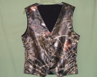 Boys and Men Camo vest. RealtreeAp Max 4 satin shown in photo #7 in fabric selection Also 22 camo colors to select from