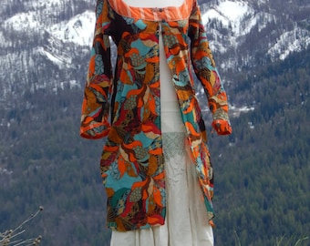 colorful long-sleeved cotton voile kaftan. 100% cotton.