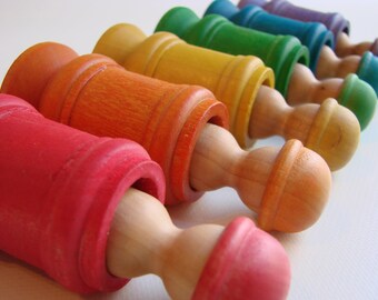 Hide N Seek Neighborhood Toddler Playset - A Montessori and Waldorf Inspired Rainbow Wooden Toy