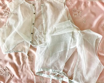 Two Antique Tulle Cotton Tie Corset Covers