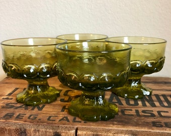 Franciscan Tiffin Madeira Citron Green Sherbet/Dessert Glasses - Set of 4