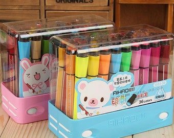 36 Pcs of Set color colorful Markers Watercolor Pens Rubber stamp Double Head Medium Point Pen P49