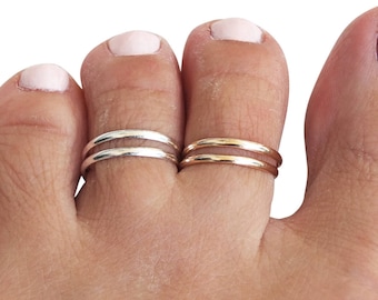 Sterling Silver Toe Ring, Gold Toe Ring, Midi Ring, Knuckle Ring, Adjustable Ring, Two Bands Ring, Double Band Ring, Double Lines Ring