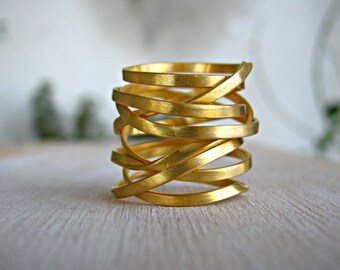 Wide Wrap Ring / Gold Wrap Ring/ Gold Plated Wraparound Ring / Index Finger Ring / armor ring / Armor Ring / Chunky gold Ring
