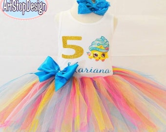 Shopkins cupcake Birthday Girl Outfit,FREE SHIPPING,cupcake tutu set,birthday,cupcake birthday,birthday girl,birthday outfit,colorful tutu