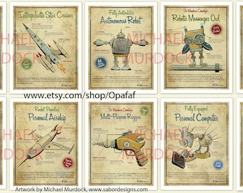 10-pack Large Retro Art Prints - 11x14 - vintage style