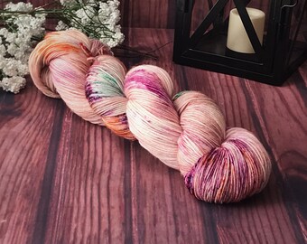 Hand Dyed Yarn, Sock Yarn, Indie Dyed Yarn, Merino Wool Yarn - Wildflowers on Simple Sock
