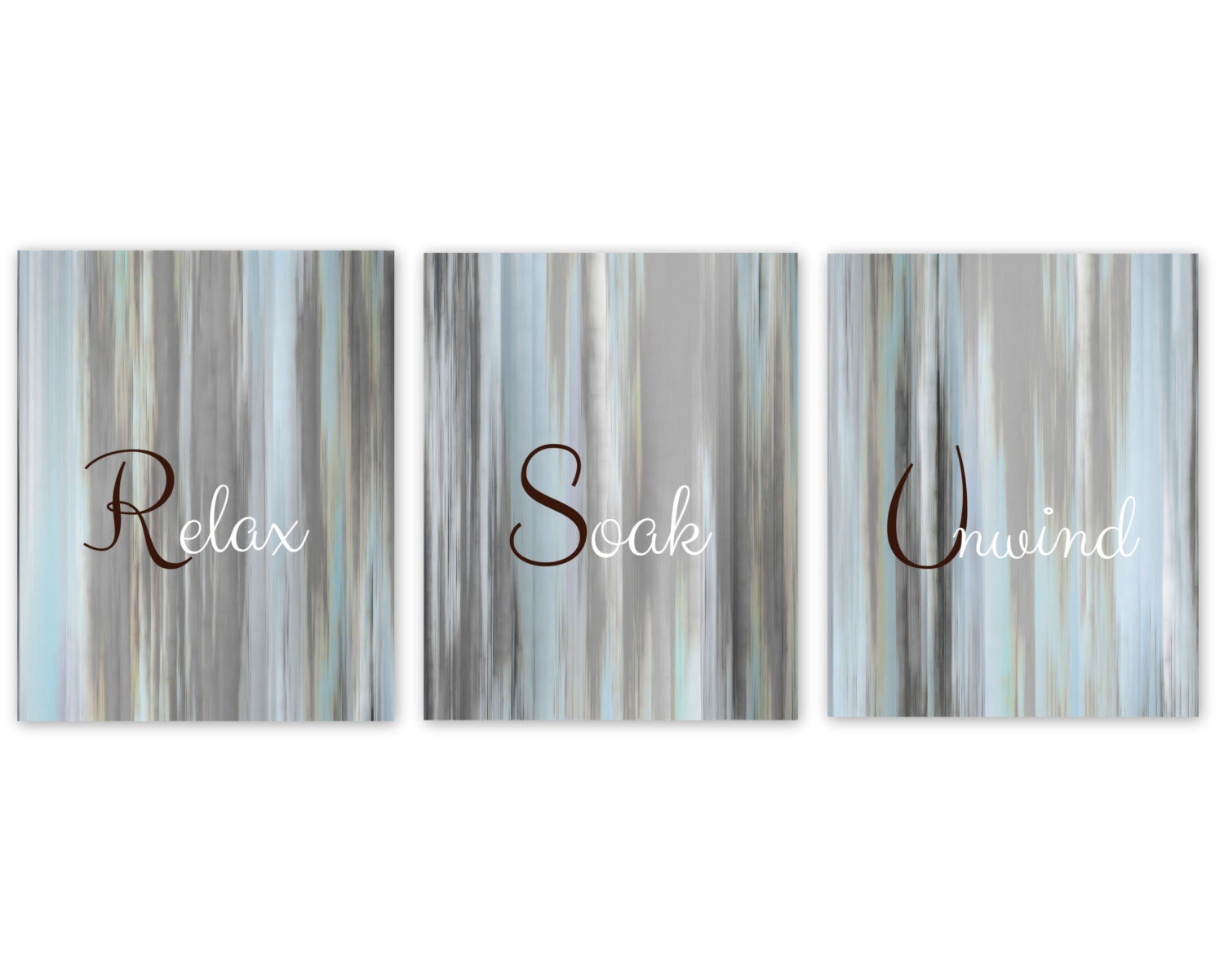 Bathroom Wall Art Relax Soak Unwind Abstract Prints Set of 3