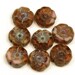 12MM CZECH GLASS HAWAIIAN Flower Bead- Pink Marble-Carved Flower Bead-12mm-(6pcs)