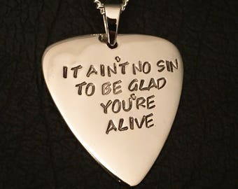 Sterling silver guitar pick pendant