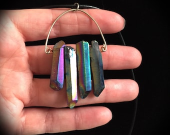 Rainbow Aura Quartz Necklace
