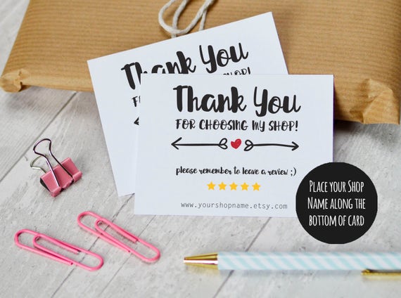 Etsy Shop Thank You Cards INSTANT DOWNLOAD Etsy Sellers