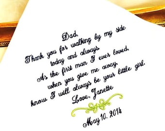 Wedding Gift for Dad-Father Wedding Gift-Gift from Bride-Gift for Daddy-Weddings-Gift for Dad-Wedding Handkerchief- WALKING - FIRST MAN