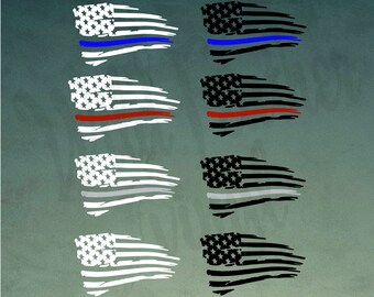 Decal - Thin Blue Line - American Flag - Police Officer - Back The Blue - Police Support - Police Officet Support - Vinyl Decal