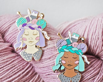 Craft Queen new Skin Tones! - Gold Plated Hard Enamel Pin Knitters Flair