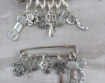 Silver Knitting Sewing Charm Stitch Markers, stitch markers, knitting supplies, progress markers, progress keepers, crochet markers