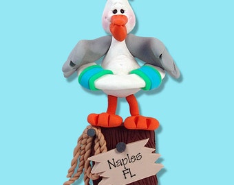 Paco PELICAN HANDMADE POLYMER Clay Personalized Christmas Ornament