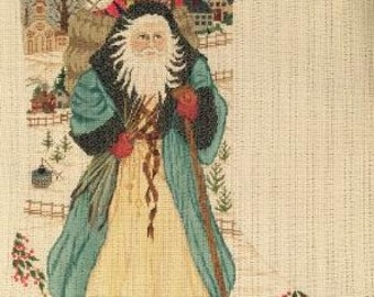 Personalized Woodland Santa Needlepoint Stocking Canvas