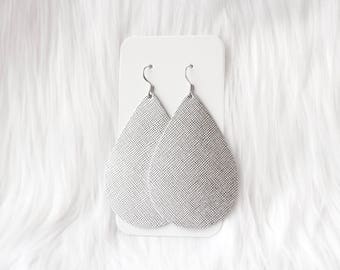 Silver Leather Drop Earrings, the leather drop, silver earrings, silver jewelry