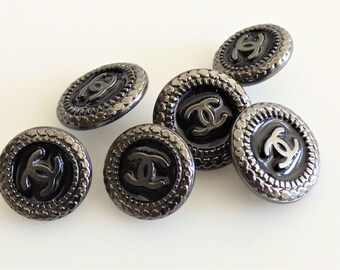 Chanel CC Black Enamel Metal Button 14mm 16mm / Price is for one button