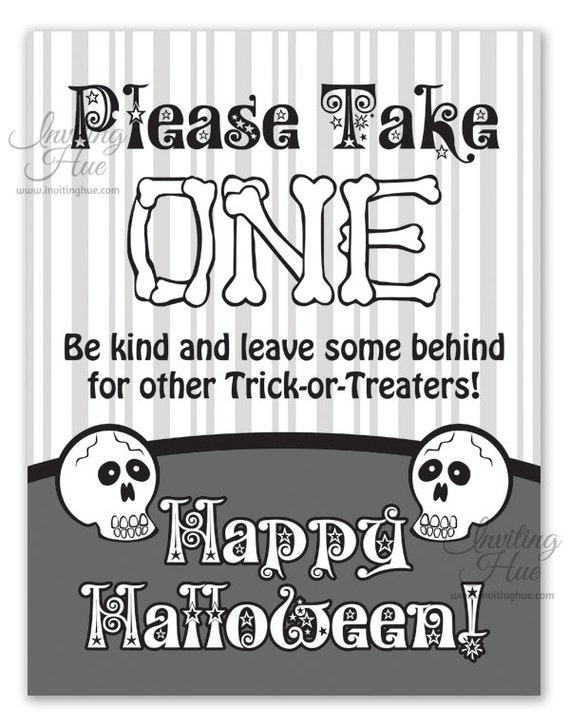Printable Sign For Halloween Candy Bowl For Trickortreaters Printable Sign For Halloween Candy Bowl For Trickortreaters