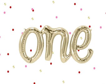 Letter Balloon- One Balloon- One Script Balloon- One Foil balloon- 1st Birthday decoration- 1st birthday balloon- Gold Balloon- Airfill