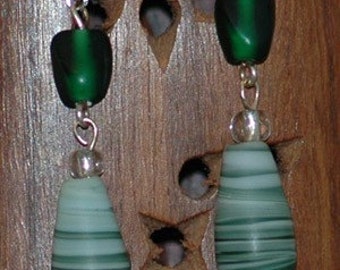 Green swirly matte finish earrings