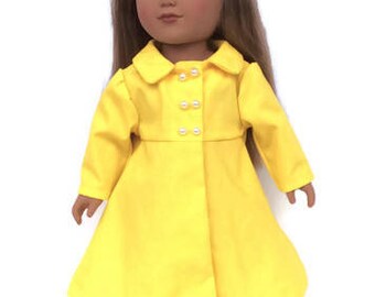 18 Inch Doll Clothes, Yellow Doll Coat, Spring Doll Clothes, Summer Doll Clothes