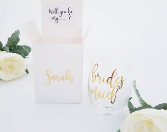 Bridesmaid Proposal Box - Bridesmaid Proposal -WITHOUT GLASS - Will you be my bridesmaid - Bridesmaid Gift - Personalized box