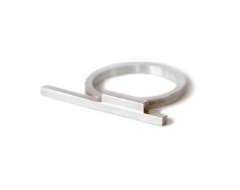 Linear Collection - Ring - sterling silver contemporary jewelry abstract urban geometric minimal line stackable