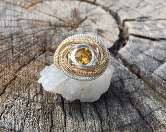 Citrine 14ct Goldfill and Sterling Silver Ring