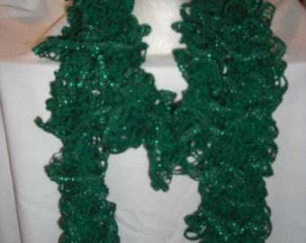 Handmade Knit Ruffle Scarf appr 4 x 64