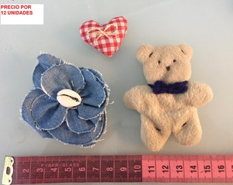 Handmade textile applique, batch of 3, assorted.