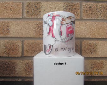 Personalised Scooter / Vespa / Lambretta Ceramic Mugs