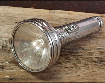 Flashlight - Vintage Non-Working Chrome Metal Shiny Prop Torch