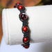 Red and Black Hemp Bracelet with Marbled Red, White, and Black Bead