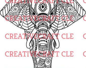 Zentangle SVG elephant svg mandala cut file for cricut or other craft machines