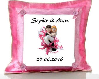Married Couple, personalized with name pink cushion