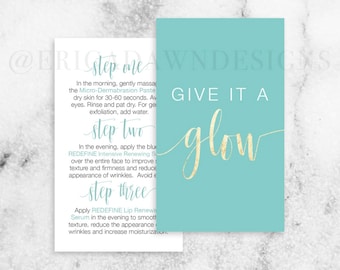 Rodan and Fields Give it a Glow Card // Rodan + Fields // Mini-Facial Card // Instant Download // R+F // R and F // Business Card