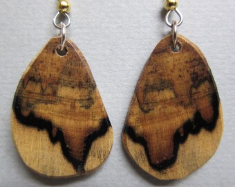 Black and White Ebony Small Exotic Wood Earrings repurposed ecofriendly Handcrafted ExoticWoodJewelryAnd