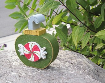PEPPERMINT CANDY ORNAMENT Block for Christmas, Noel, shelf, desk, office, mantle and home decor