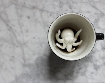 Cthulhu Mug by CREATURE CUPS | Hidden Animal Inside | Handmade Black Ceramic Mug | Holiday and Birthday Gift for Coffee & Tea Lovers