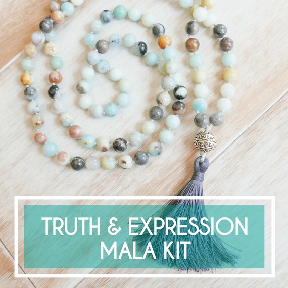 DIY Jewelry Kit Amazonite Mala Beads Kit/Make your Own Mala