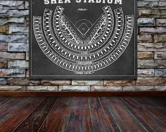 Print of Vintage Shea Stadium Seating Chart on Photo Paper, Matte paper or Canvas