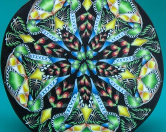 HALF PRICE SALE Large Polymer Clay Kaleidoscope Cane -'Jungle Journey' (36D)