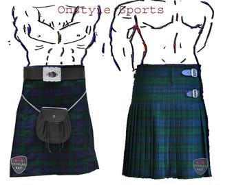 Onstyle Scottish Highland Active Men Utility Sports Black Watch Tartan Kilts