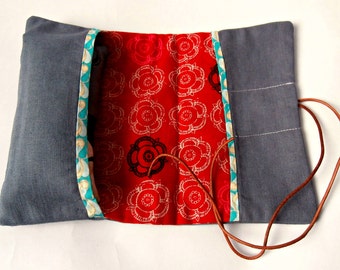 Red Floral-Handmade Zakka Style Sewing Kit with pincushion
