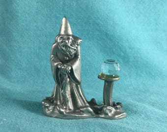 1990s Pewter Wizard Sculpture Figurine