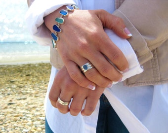 Sea Glass Stack Rings | Set of 3 Rings | Sterling Silver & Authentic Sea Glass Ring | Eco Friendly | Hand made | Sea Glass