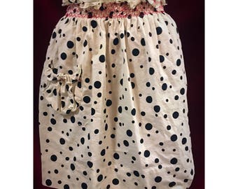 Vintage Black & White Polka Dot Apron